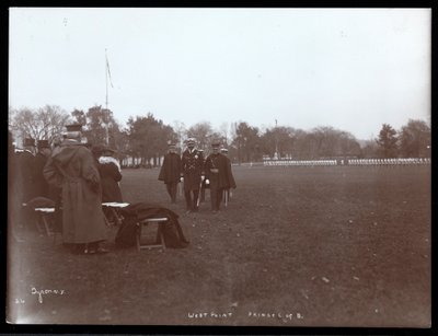 View of a military inspection at West Point upon the visit of Prince Louis of Battenberg by Byron Company
